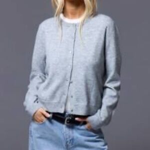 SheIn/ Musera Grey Cardigan Button Front- Soft-Neutral Color- Sz. Large. NWT